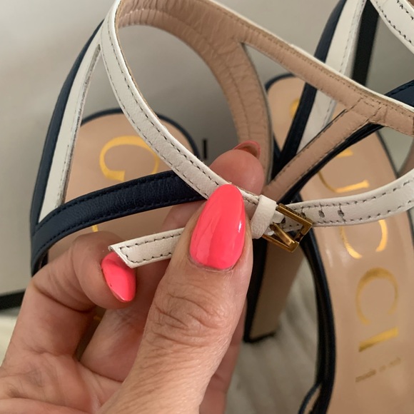 💯% authentic Gucci Alison two-tone leather platform heels - Picture 8 of 14